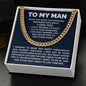 TO MY MAN CUBAN CHAIN NECKLACE, PROMISE NECKLACE FOR HIM, CHRISTMAS GIFT FOR MAN, BOYFRIEND GIFT, ROMANTIC BIRTHDAY GIFT FOR HUSBAND, ROMANTIC GIFT FOR BOYFRIEND,