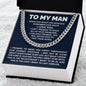 TO MY MAN CUBAN CHAIN NECKLACE, PROMISE NECKLACE FOR HIM, CHRISTMAS GIFT FOR MAN, BOYFRIEND GIFT, ROMANTIC BIRTHDAY GIFT FOR HUSBAND, ROMANTIC GIFT FOR BOYFRIEND,