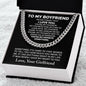 To My Boyfriend Cuban Chain Necklace, Romantic Valentines Day Gift for Boyfriend, Boyfriend Birthday Gift, Thoughtful Boyfriend Gift Ideas