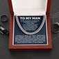 TO MY MAN CUBAN CHAIN NECKLACE, PROMISE NECKLACE FOR HIM, CHRISTMAS GIFT FOR MAN, BOYFRIEND GIFT, ROMANTIC BIRTHDAY GIFT FOR HUSBAND, ROMANTIC GIFT FOR BOYFRIEND,