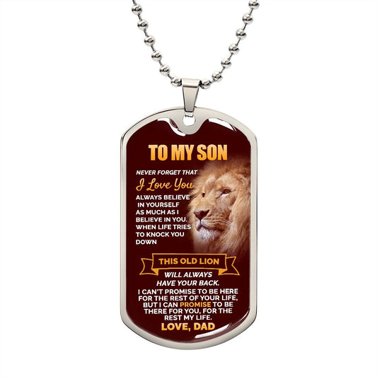 LION DOG TAG NECKLACE | TO MY SON | GIFT FOR SON